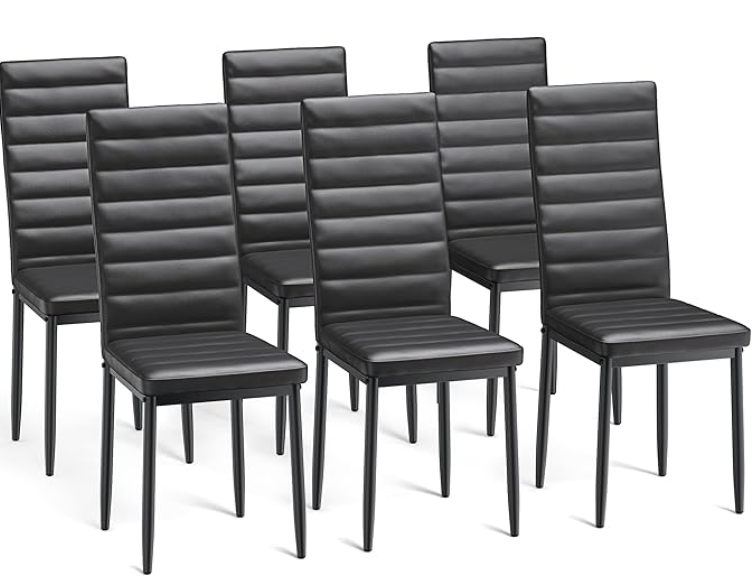 Bealife Set of 6 Dining Chairs with High Back Faux Leather Modern Dining Chairs